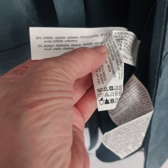 ZARA Faux Suede Blue Blazer XS Longline Open Front Trendy Dressy Jacket Modern - Picture 11 of 13